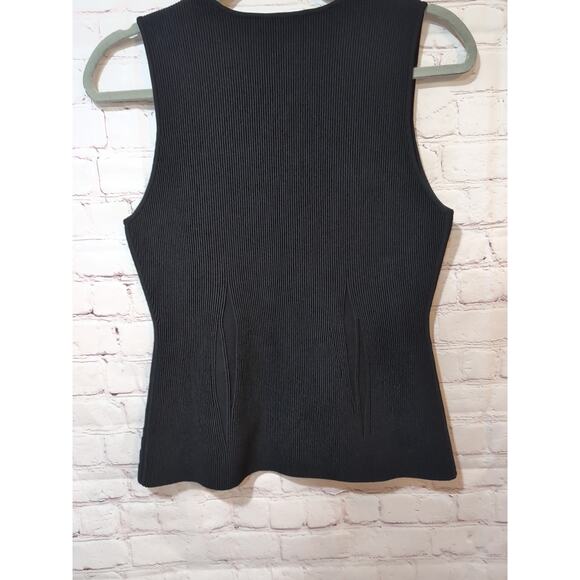 ALEXANDER WANG Black Ribbed Sweater Knit Sleeveless Top Size L Designer Women - Picture 4 of 16